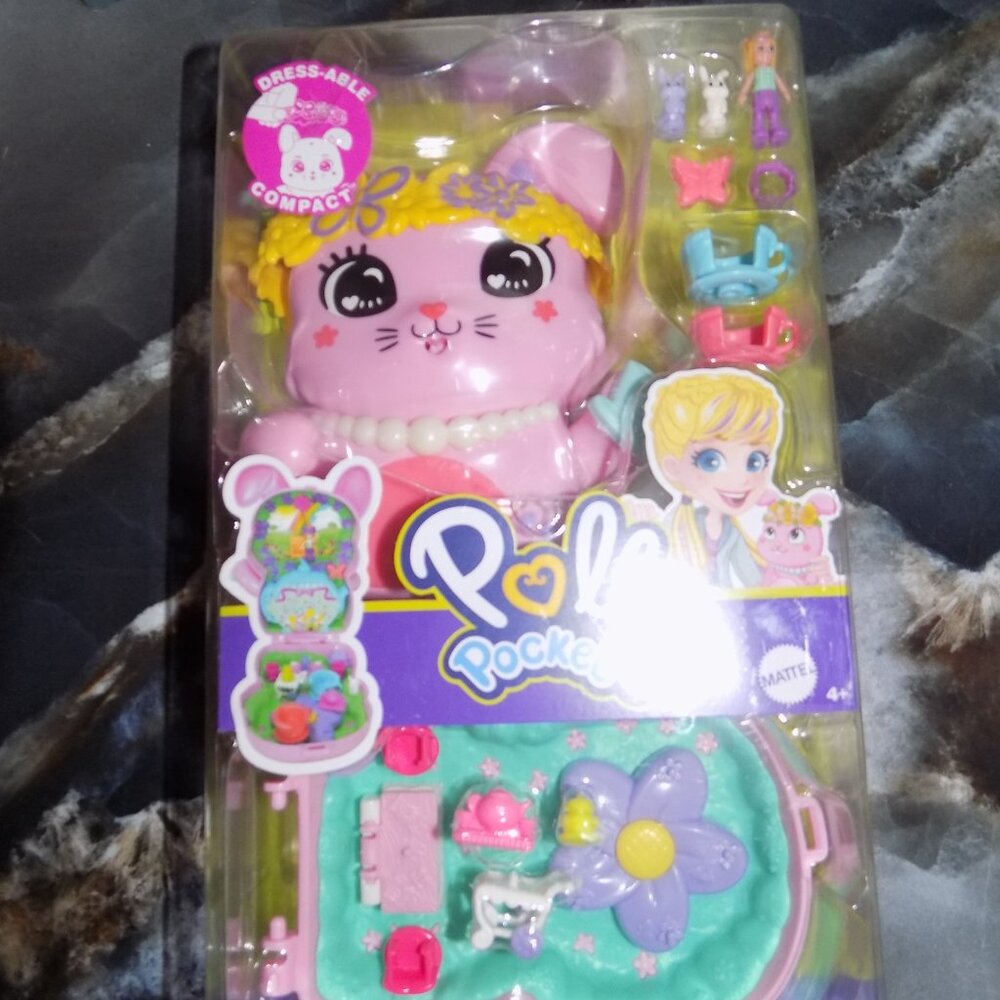Polly Pocket Tea Party Bunny Compact Travel Toy Playset Toy NEW - Picture 2 of 3